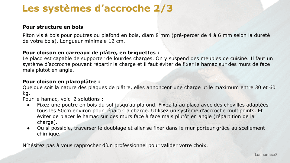 Les systèmes d'accroche suite