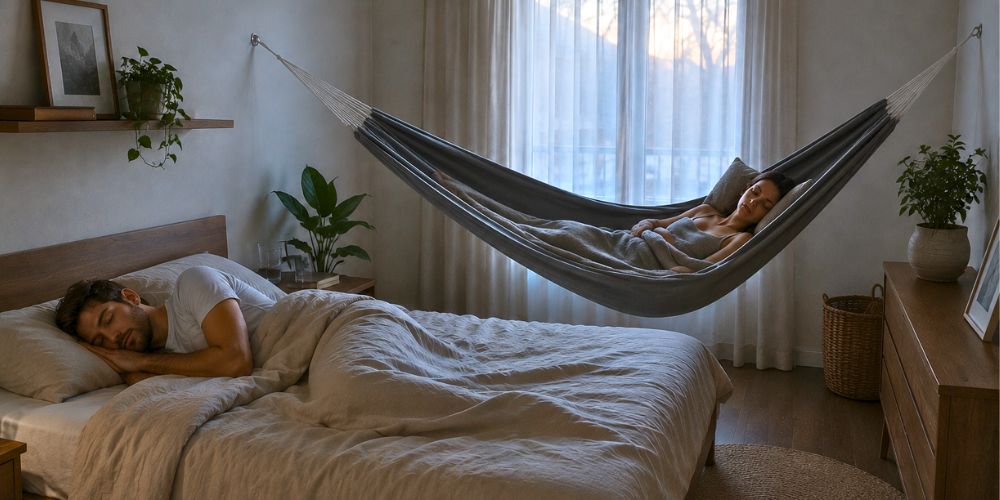 Hamac chambre, un couple qui dort