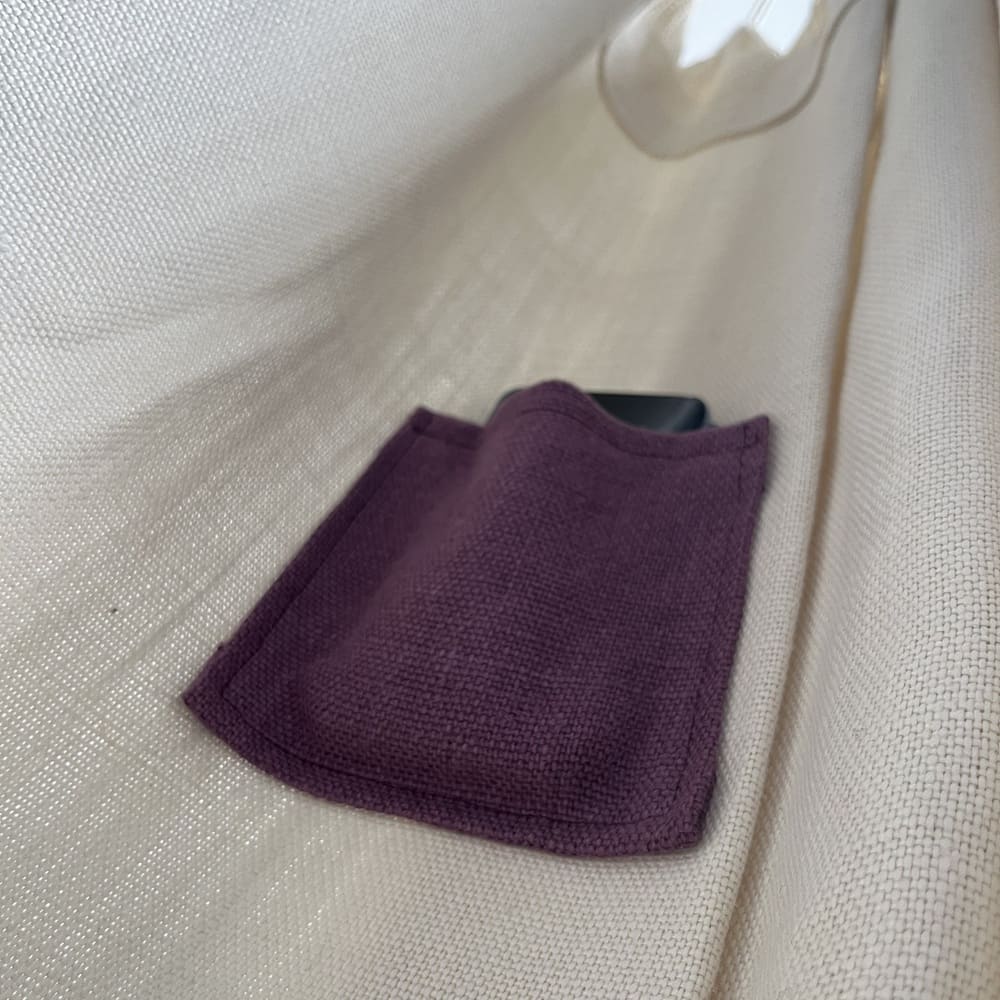 Hamac en lin neige avec poches violines