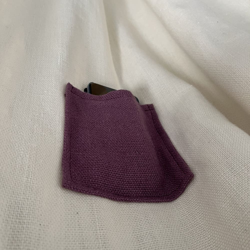 Hamac en lin neige avec poches violines